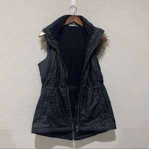 Athleta -  black vest w/ fur-lined hood